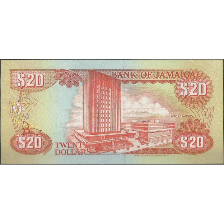 Jamaica 20 Dollars 1 Feb 1995 P72e reverso