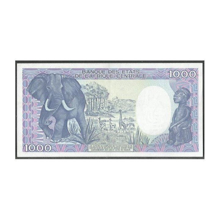 Camerun 1.000 Francs 1 Ene 1989 P26a reverso