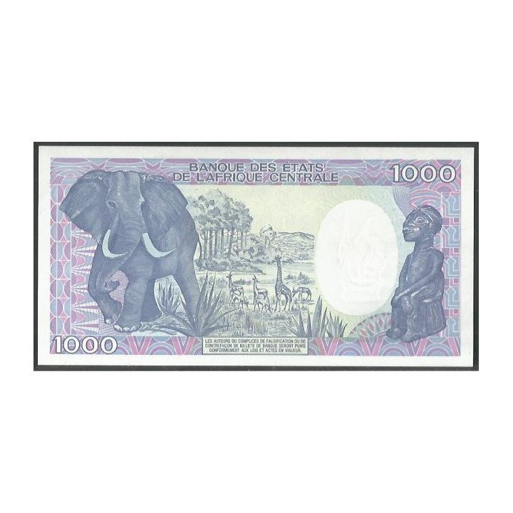 Chad 1.000 Francs 1 Ene 1985 P10 reverso