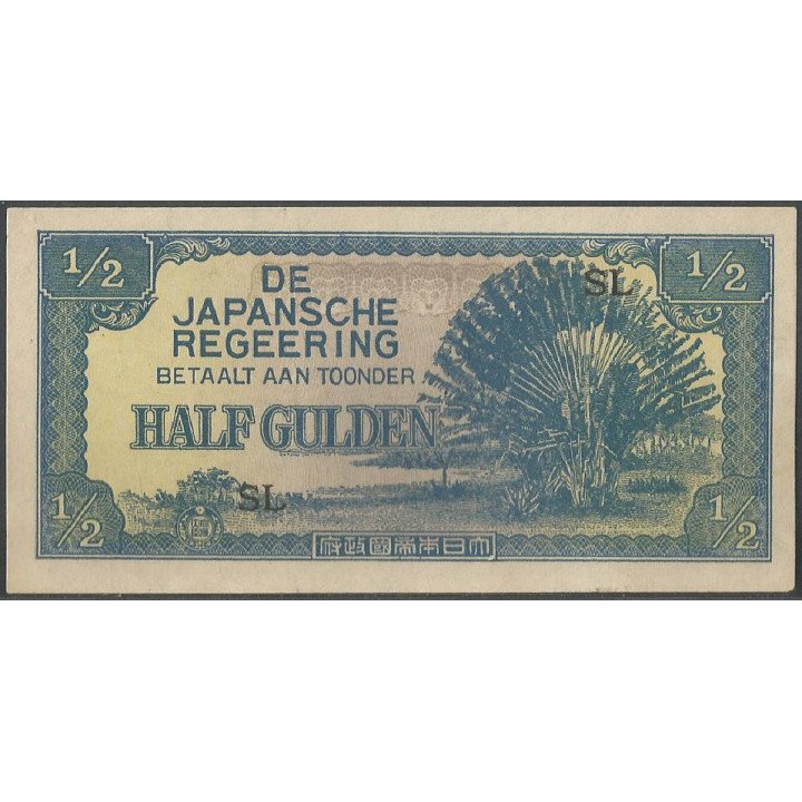 Indias Holandesas Ocupacion Japon WWII 1/2 Gulden ND1942 Serie SL P122b