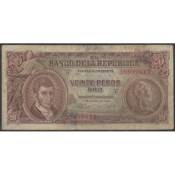 Billete de 20 Pesos 1 ene 1960 BGW219