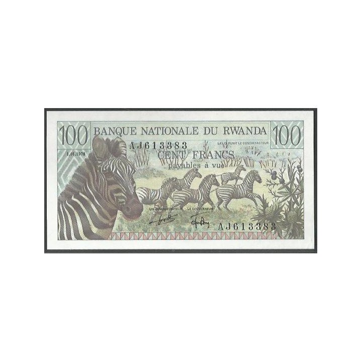 Rwanda 100 Francs 1 Ene 1978 P12a