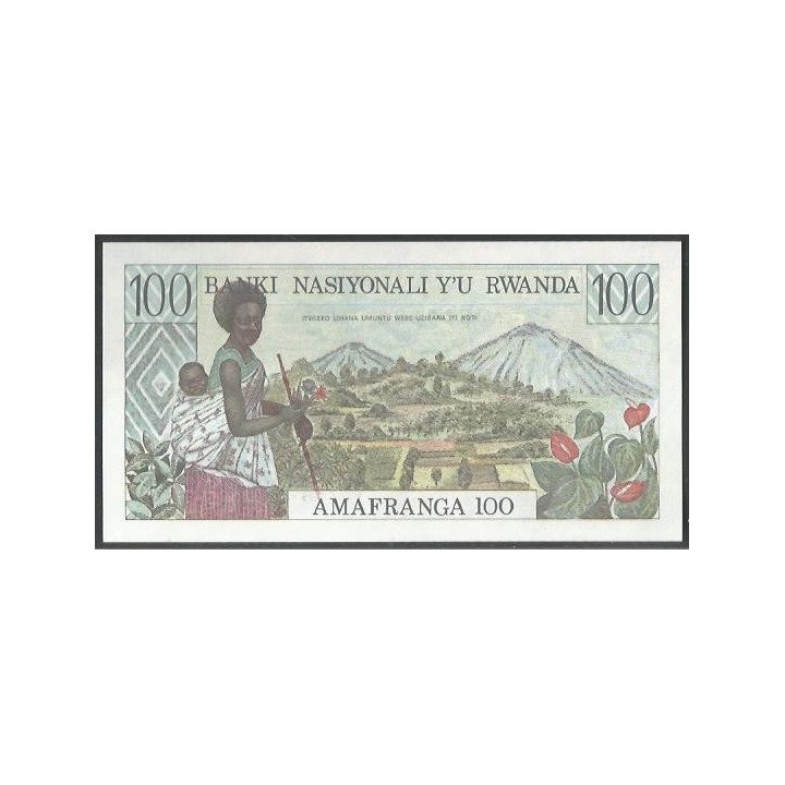 Rwanda 100 Francs 1 Ene 1978 P12a reverso
