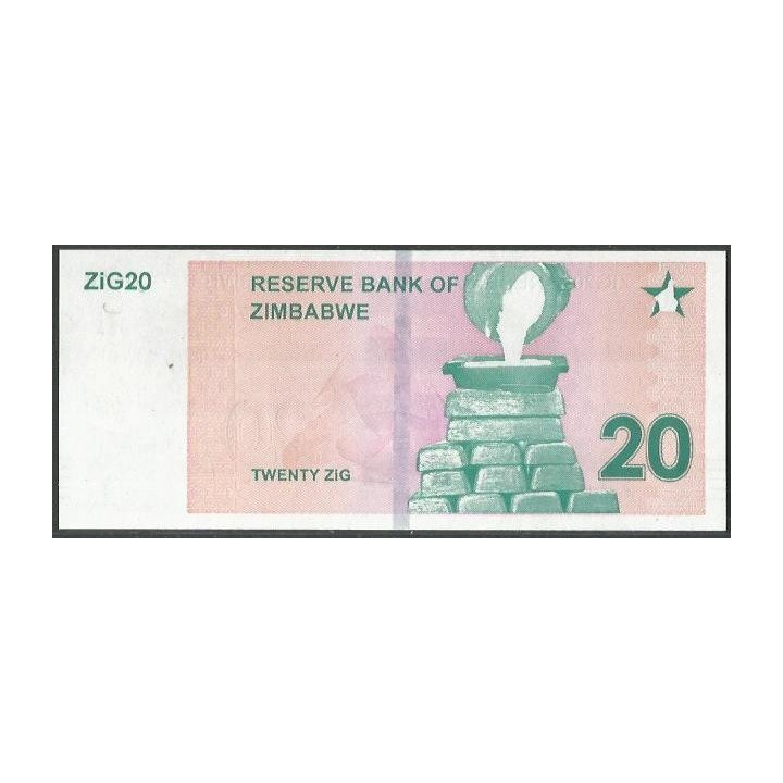 Zimbabwe 20 Zig 2024 P111 reverso