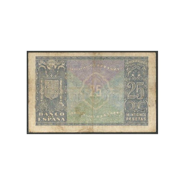 España 25 Pesetas 9 Ene 1940 P116a reverso