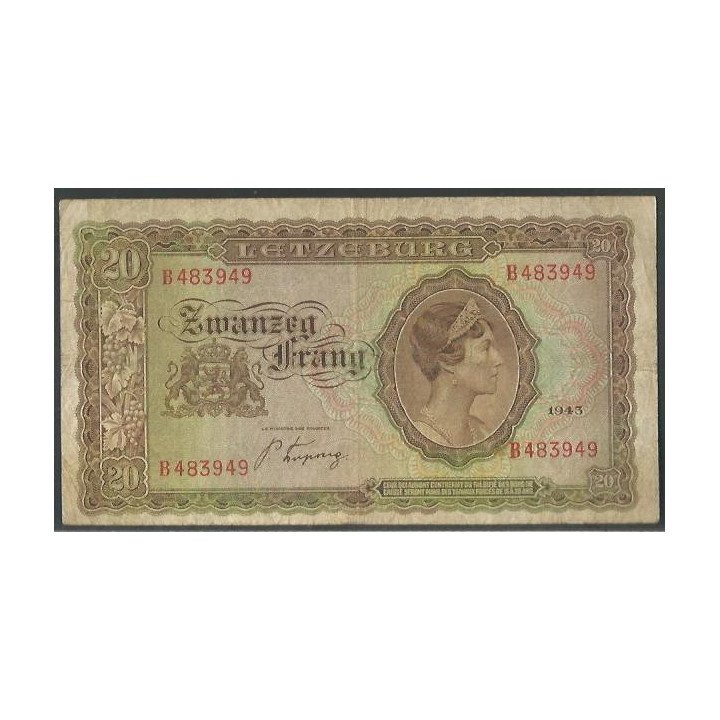 Luxemburgo 20 Frang 1943 P42a