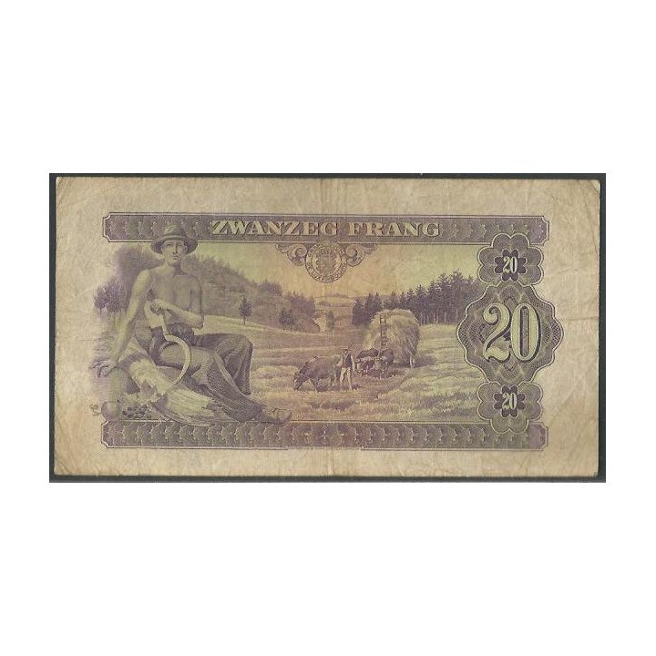 Luxemburgo 20 Frang 1943 P42a reverso
