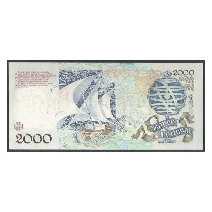 Portugal 2.000 Escudos 21 Oct 1993 P186d reverso