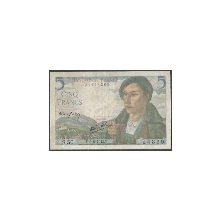 Francia 5 Francs 5 Ago 1943 P98a
