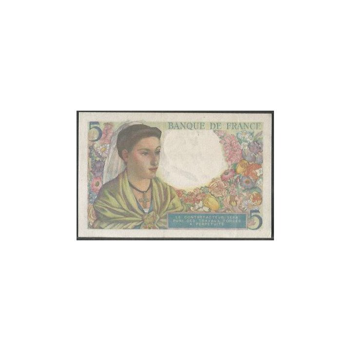 Francia 5 Francs 25 Nov 1943 P98a reverso