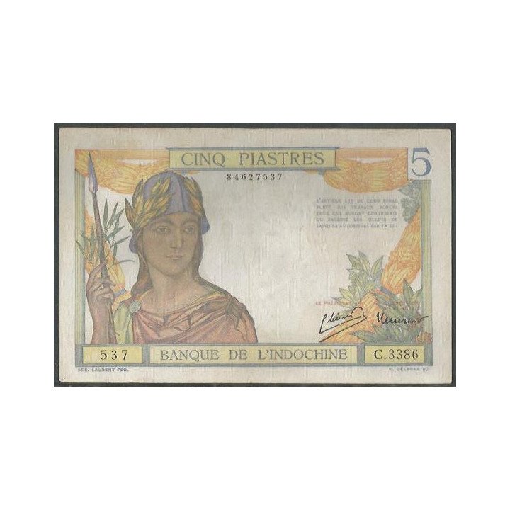 Indochina Francesa 5 Piastres ND1946 Firma 11 P55c