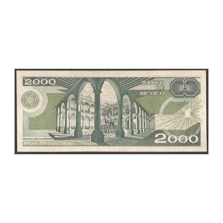 Mexico 2.000 Pesos 24 Feb 1987 Serie CY P86b reverso