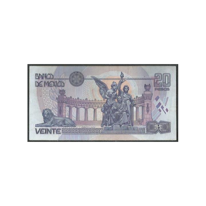 Mexico 20 Pesos 17 Mar 1998 Serie AR P106c reverso