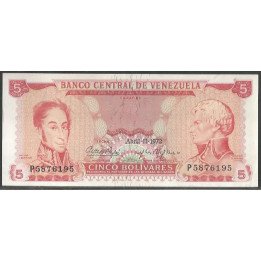 Venezuela 5 Bolivares 11 Abr 1972 P 7 Dig P50f