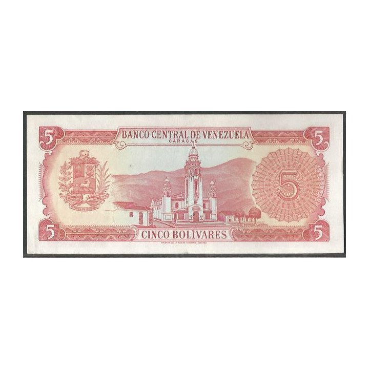 Venezuela 5 Bolivares 11 Abr 1972 P 7 Dig P50f reverso