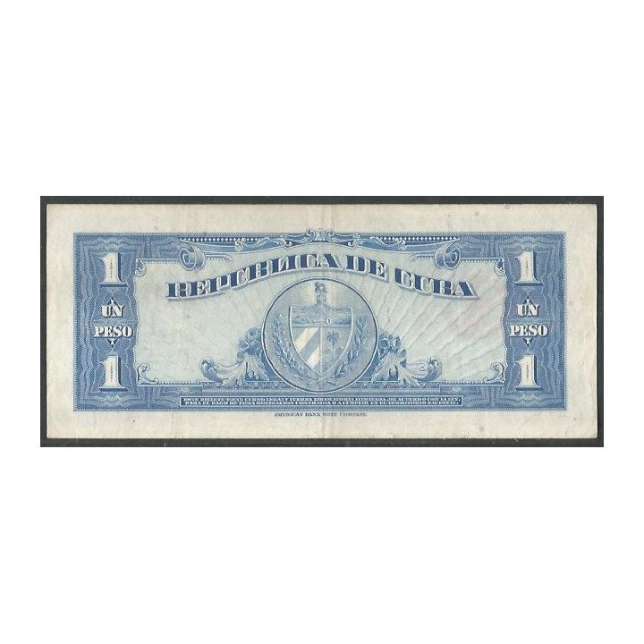 Cuba 1 Peso 1949 P77a reverso