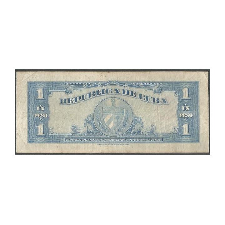 Cuba 1 Peso 1949 P77a reverso