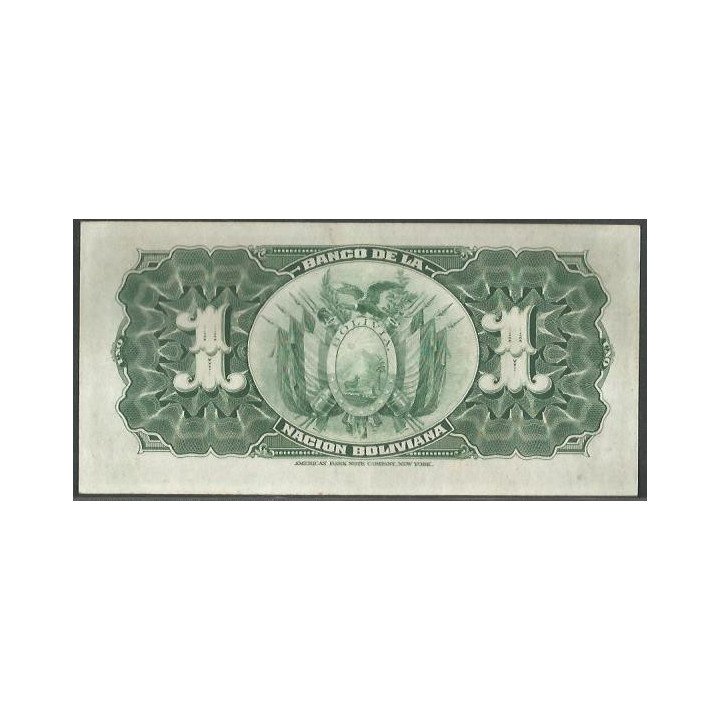 Bolivia 1 Boliviano ND1929 Serie Z2 P112 reverso