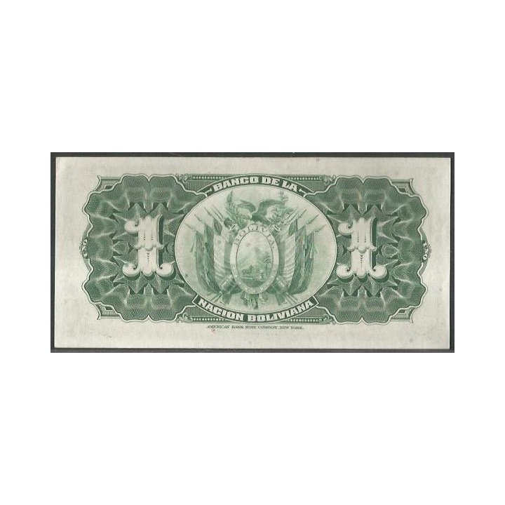 Bolivia 1 Boliviano ND1929 Serie U4 P112 reverso