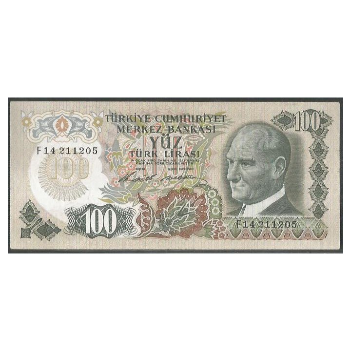 Turkya 100 Liras L1970 (1972) P189a