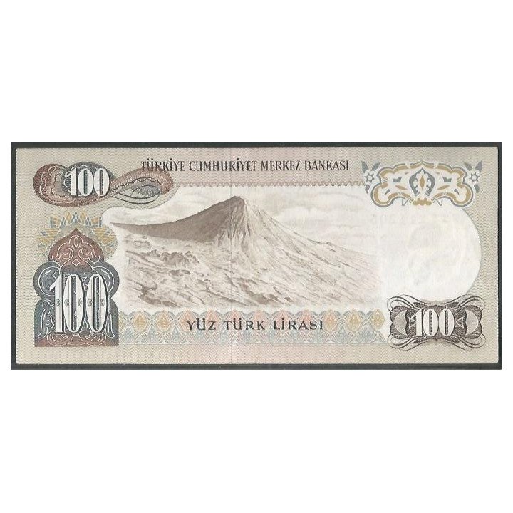 Turkya 100 Liras L1970 (1972) P189a reverso