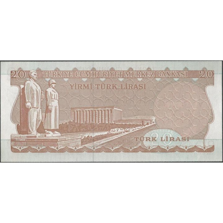 Turkya 20 Liras L1970 (1974) I P187b reverso