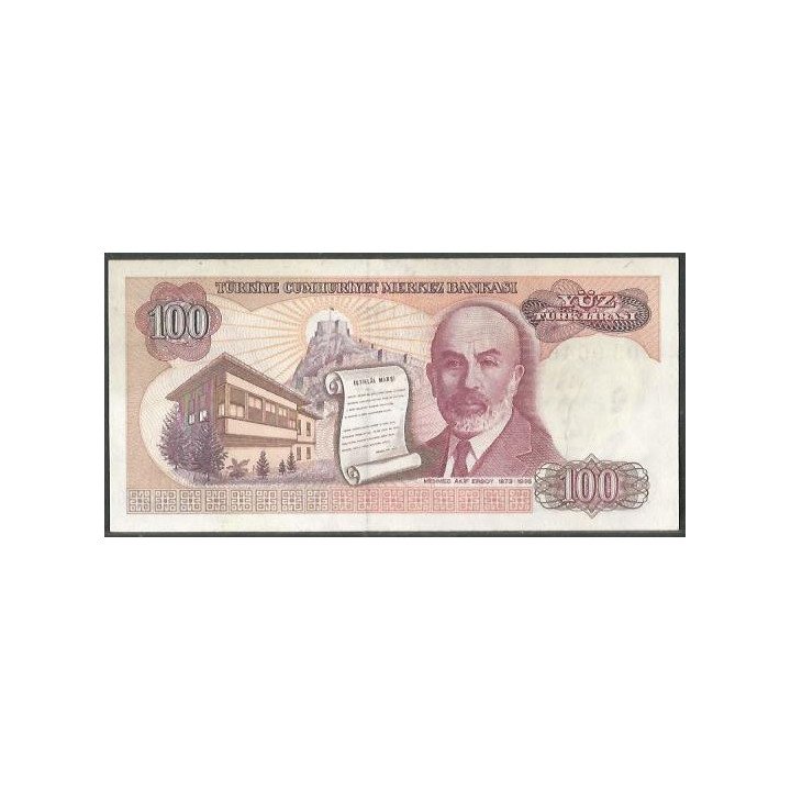 Turkya 100 Liras L1970 (1984) P194a2 reverso