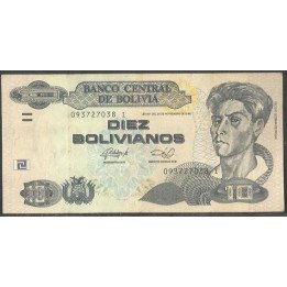 Bolivia 10 Bolivianos L 28 Nov 1986 ND2011 Serie I P238A