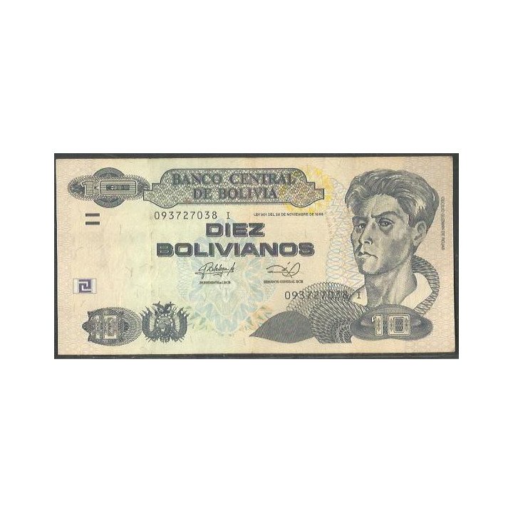 Bolivia 10 Bolivianos L 28 Nov 1986 ND2011 Serie I P238A