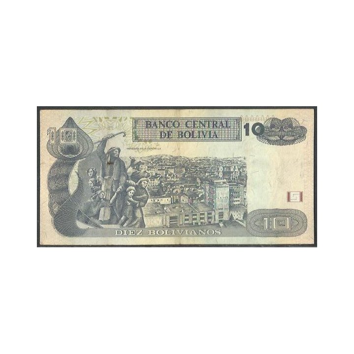Bolivia 10 Bolivianos L 28 Nov 1986 ND2011 Serie I P238A reverso