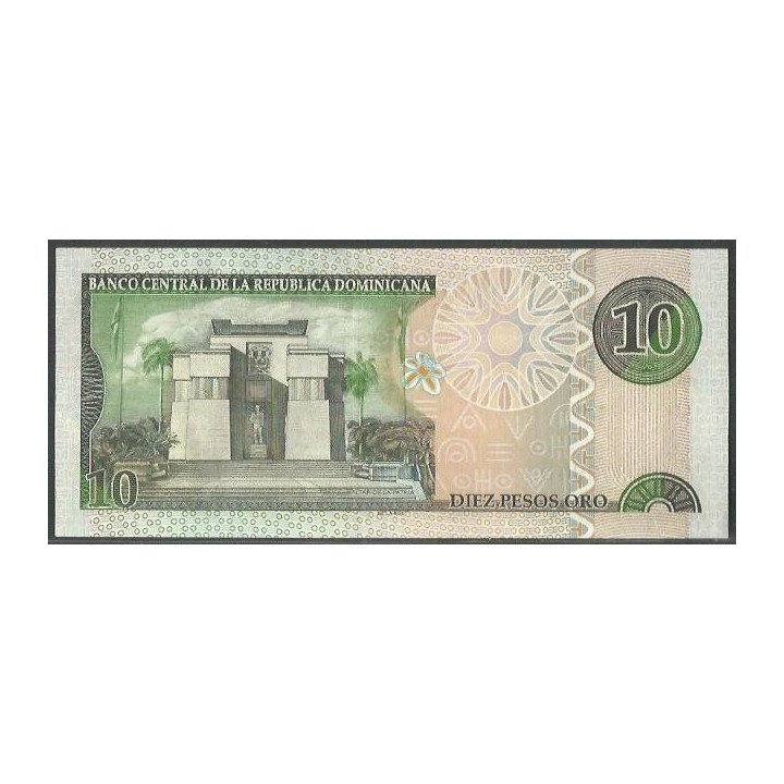 Rep. Dominicana 10 Pesos 2002 P168b reverso