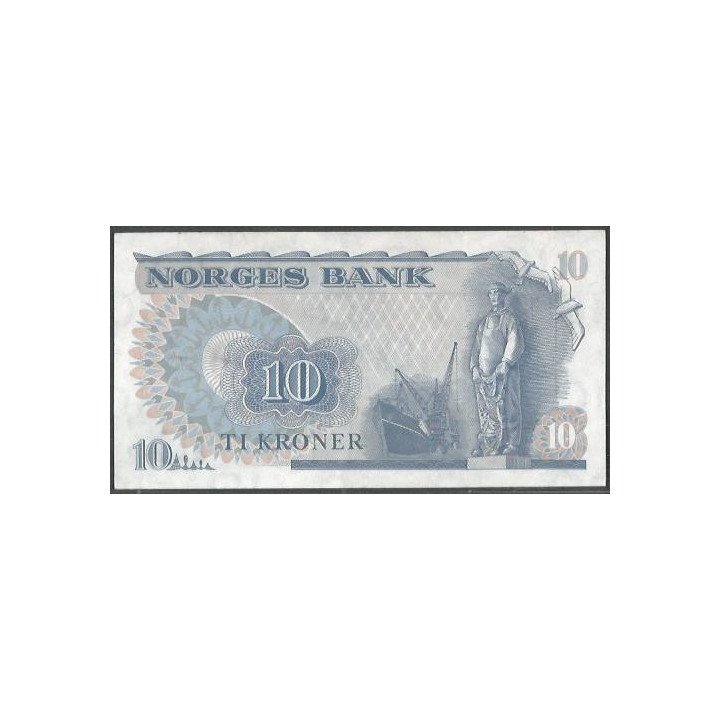 Noruega 10 Kroner 1974 P36b reverso