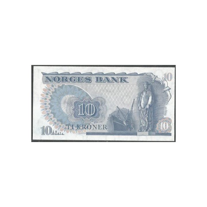 Noruega 10 Kroner 1975 P36b reverso
