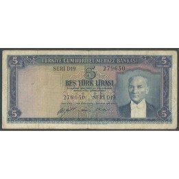 Turkya 5 Liras L1930 (15 Ago 1942) P154a