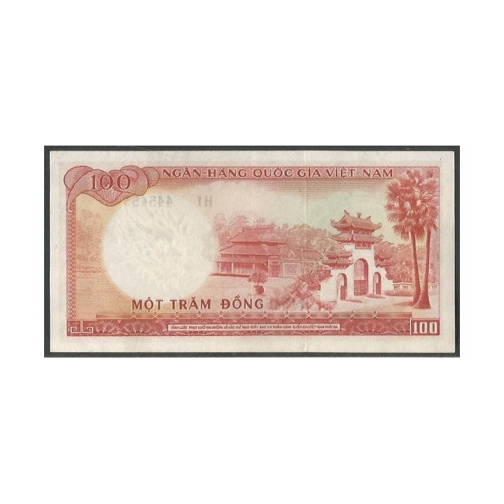 Vietnam Sur 100 Dong ND1966 P19a reverso