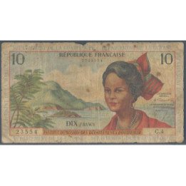Antillas Francesas 10 Francs ND1964 Firma 1 P8a