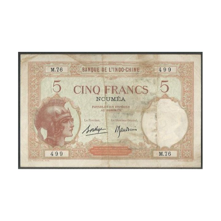 Nueva Caledonia 5 Francs ND1926 P36b