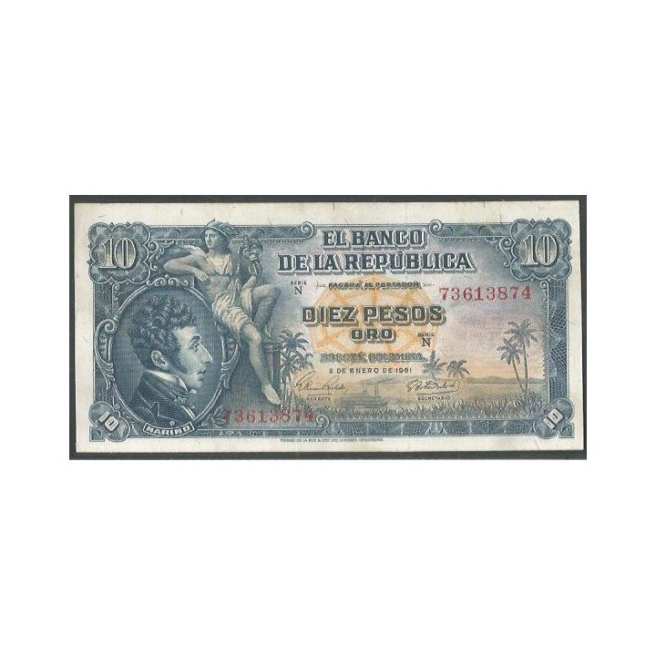 Billete de 10 Pesos 2 ene 1961 BGW176