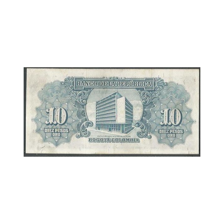 Billete de 10 Pesos 2 ene 1961 BGW176 reverso