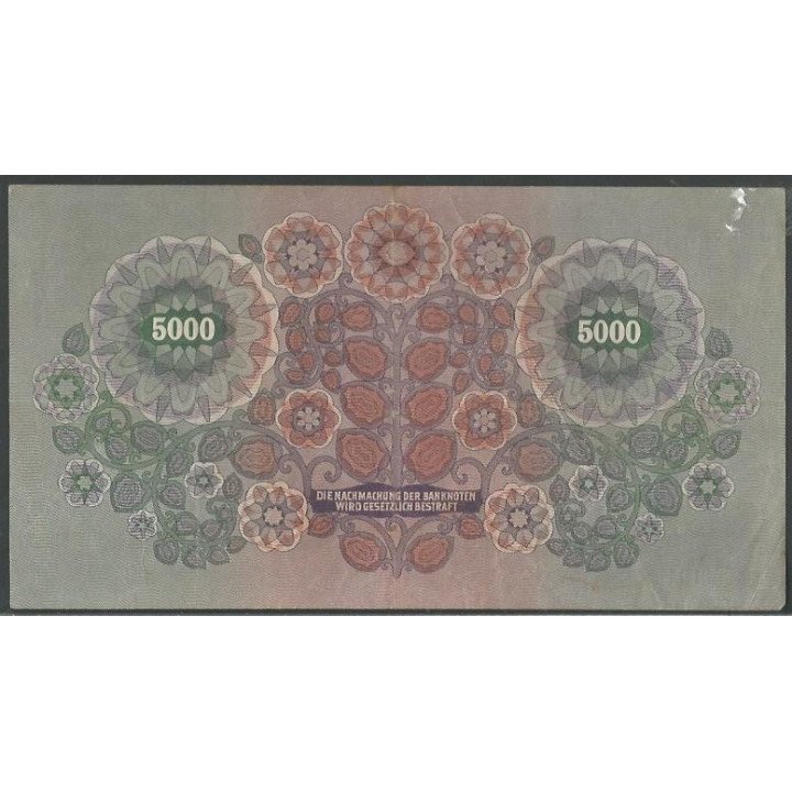 Austria 5.000 Krone 2 Ene 1922 P79 reverso