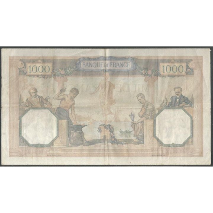 Francia 1.000 Francs 26 Ene 1939 P90c reverso