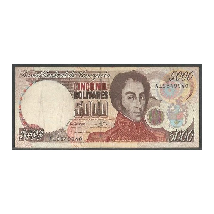 Venezuela 5.000 Bolivares 12 May 1994 A 8 Dig P75a