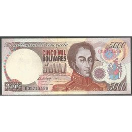 Venezuela 5.000 Bolivares 6 Ago 1998 G 8 Dig P78c