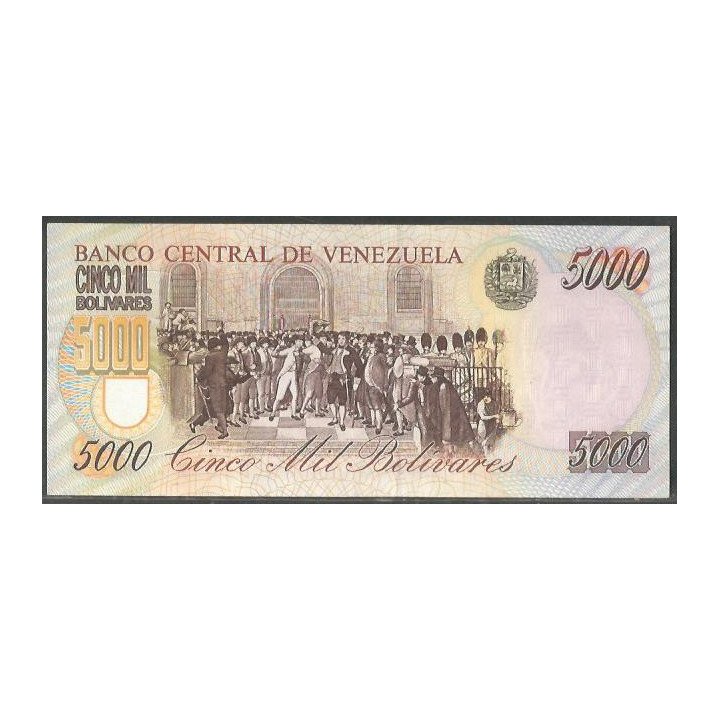 Venezuela 5.000 Bolivares 6 Ago 1998 G 8 Dig P78c reverso