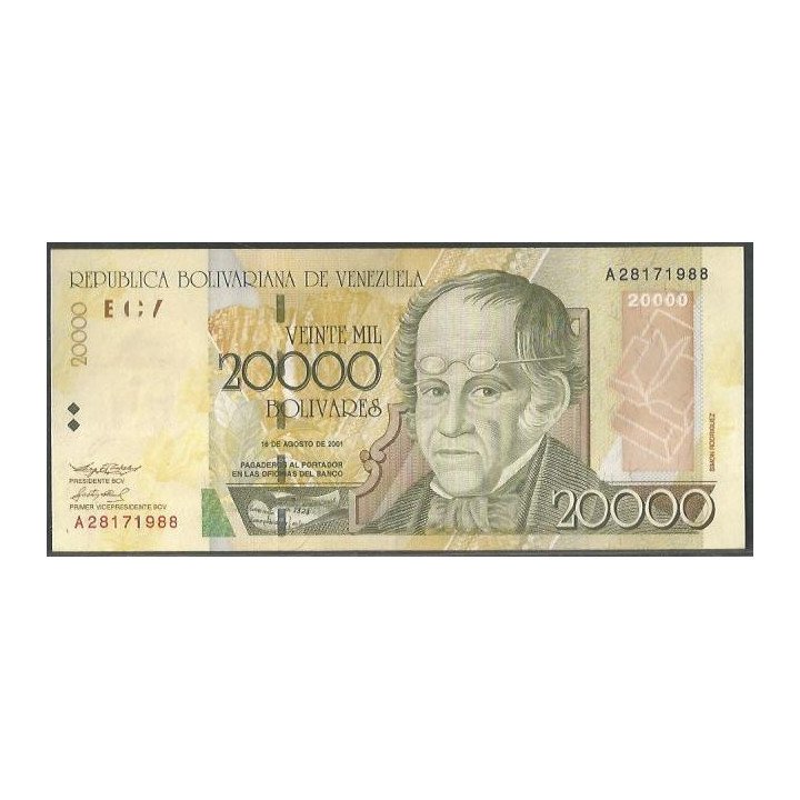 Venezuela 20.000 Bolivares 16 Ago 2001 A 8 Dig P86a