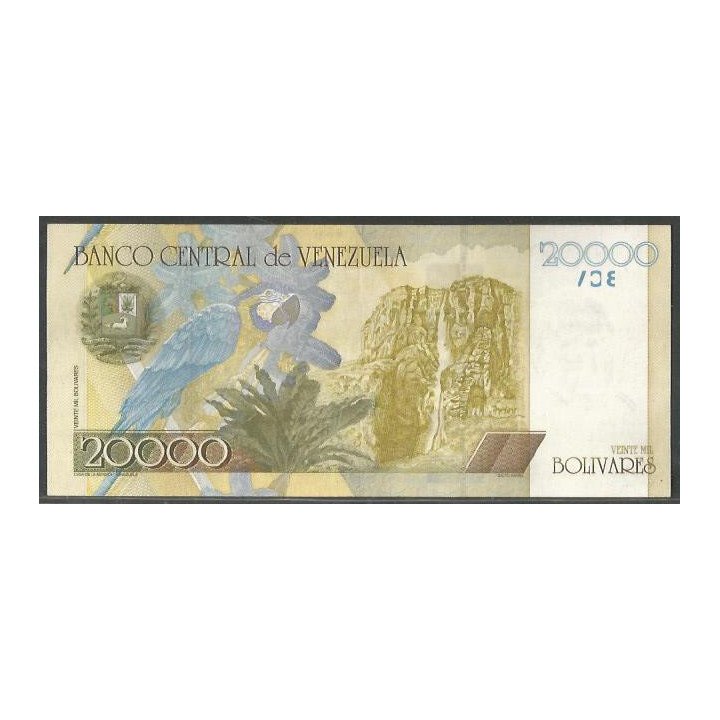 Venezuela 20.000 Bolivares 16 Ago 2001 A 8 Dig P86a reverso