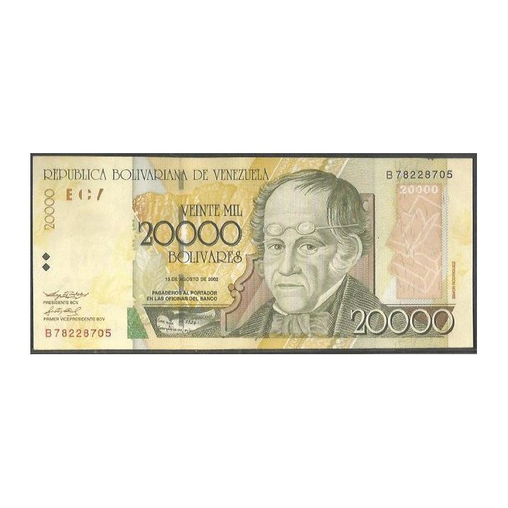 Venezuela 20.000 Bolivares 13 Ago 2002 B 8 Dig P86b