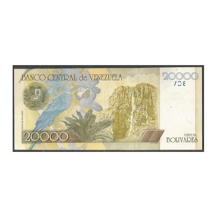 Venezuela 20.000 Bolivares 13 Ago 2002 B 8 Dig P86b reverso