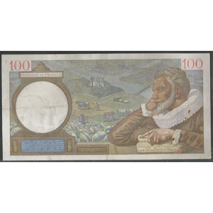 Francia 100 Francs 30 Ene 1941 P94 reverso