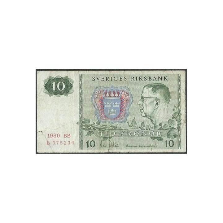 Suecia 10 Kronor 1980 P52e